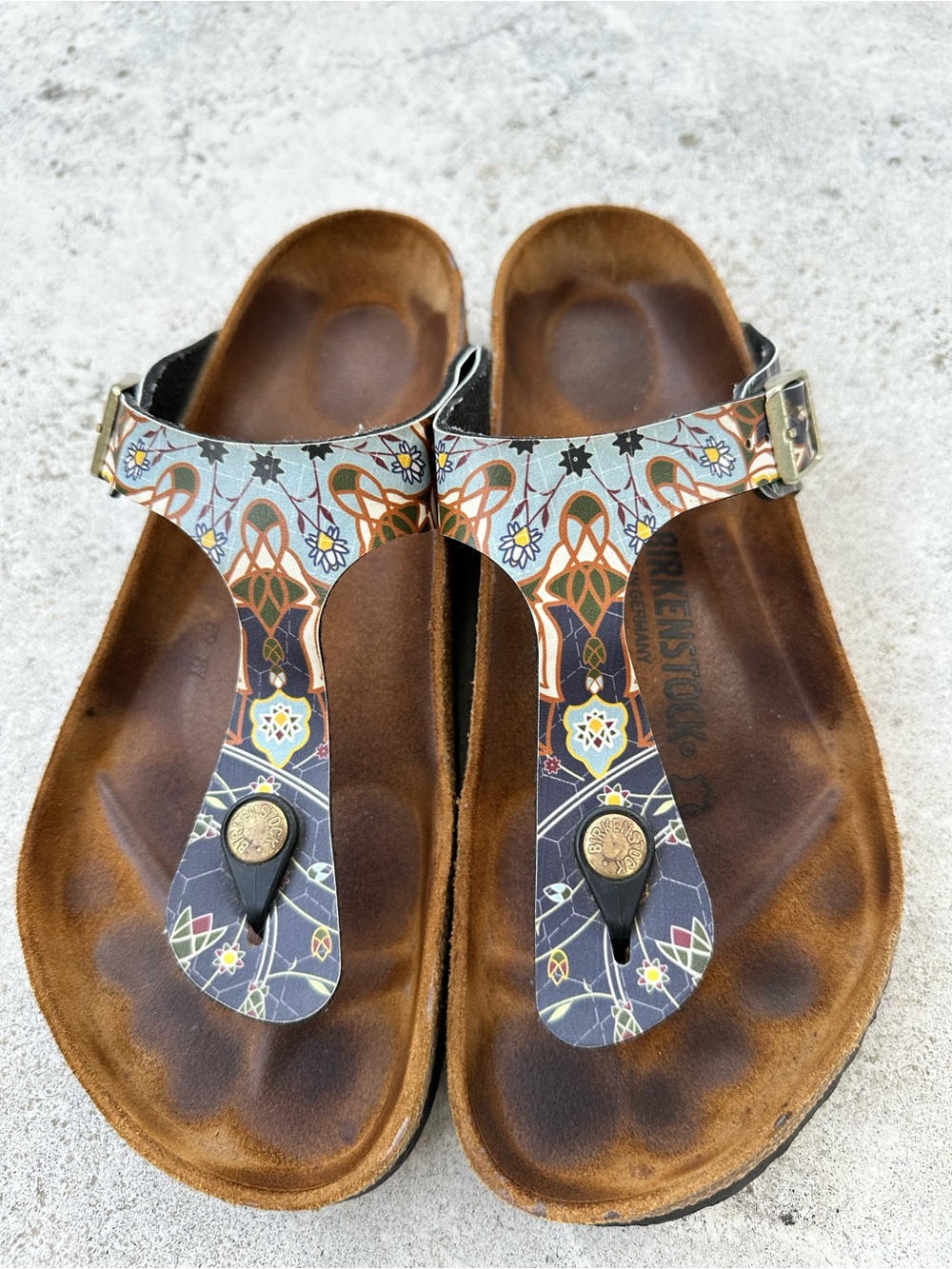 Birkenstock Gizeh Ancient Mosaic Thong Cork Sandals Size 39